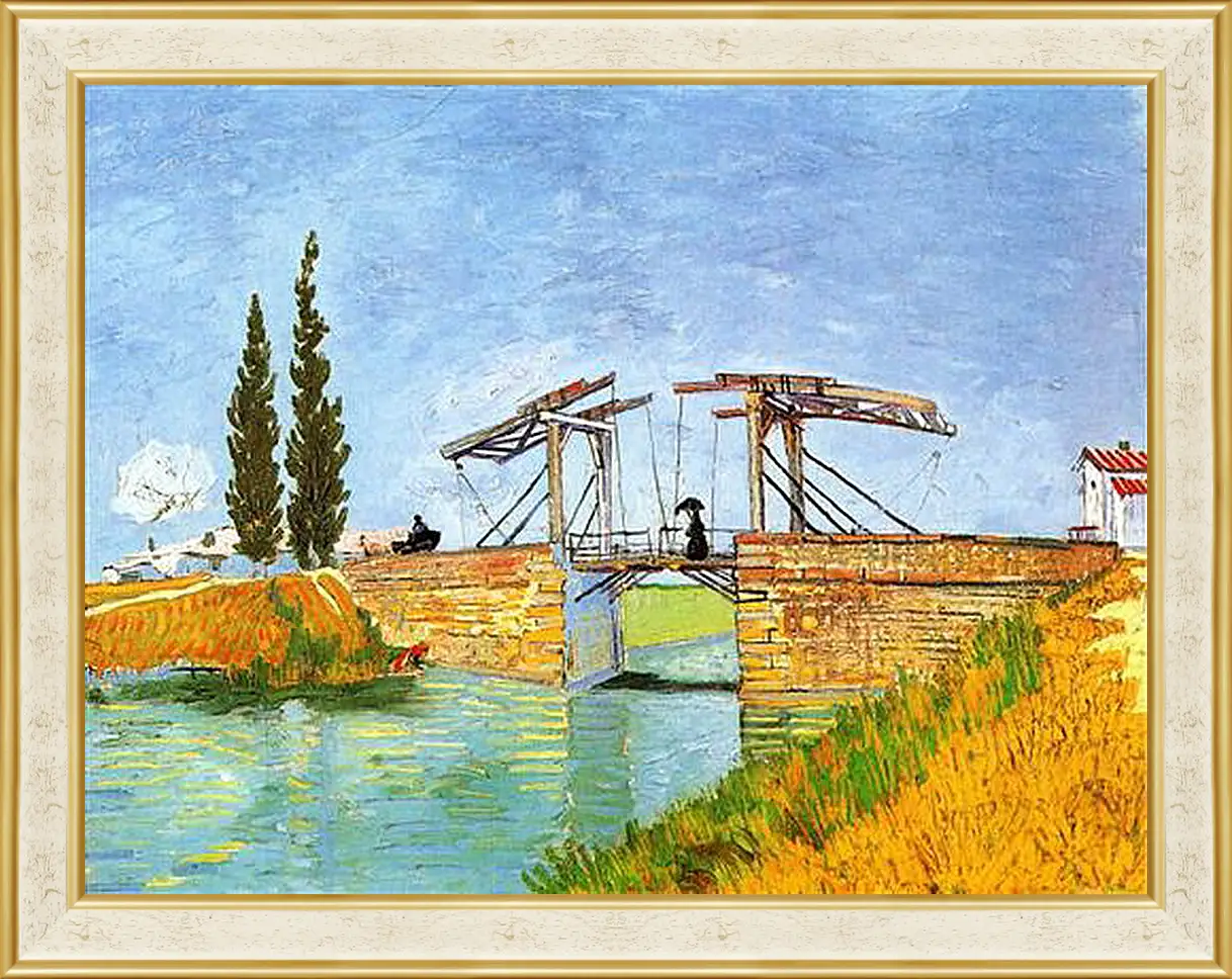 Картина в раме - The Langlois Bridge at Arles with Women Washing. Винсент Ван Гог