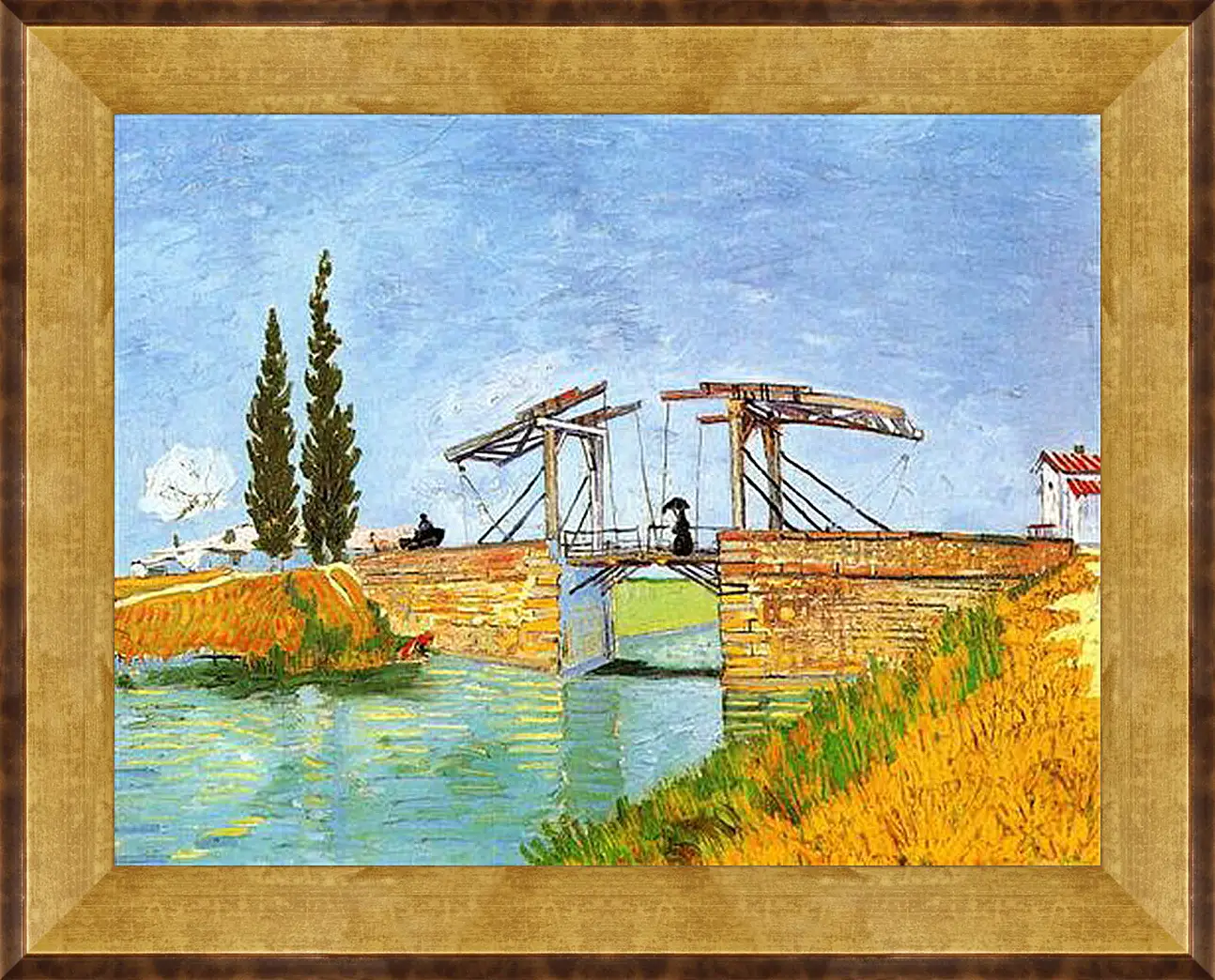 Картина в раме - The Langlois Bridge at Arles with Women Washing. Винсент Ван Гог