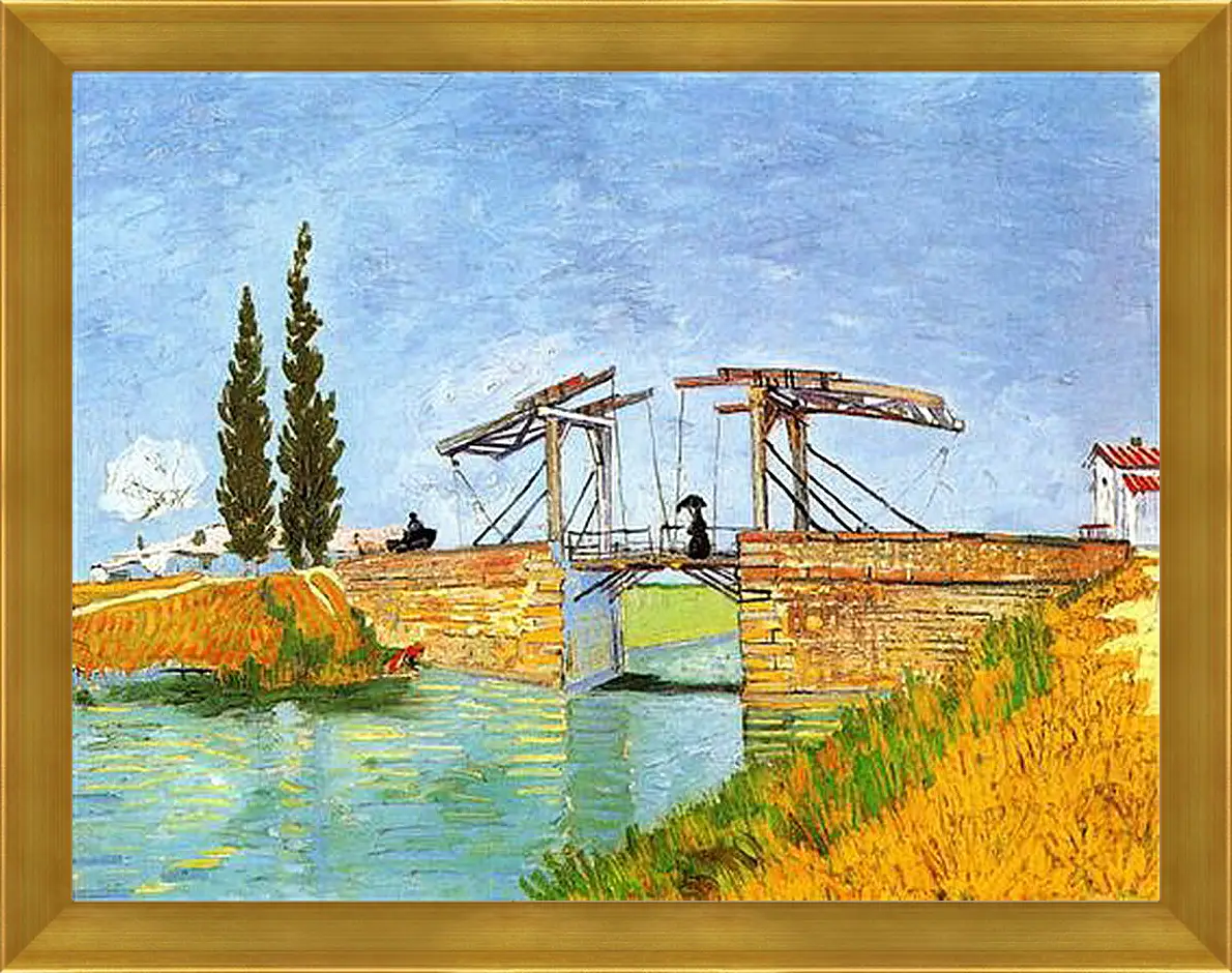 Картина в раме - The Langlois Bridge at Arles with Women Washing. Винсент Ван Гог