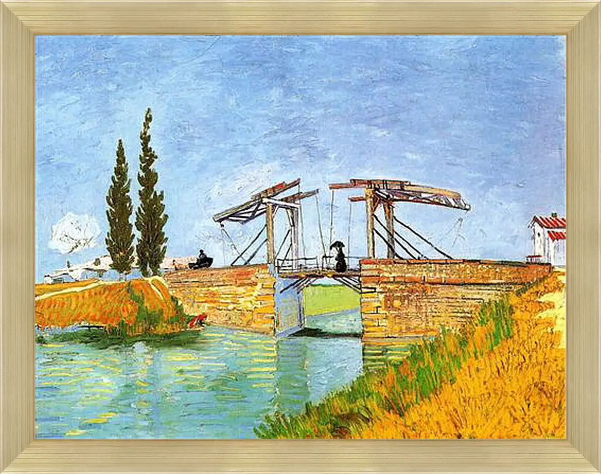 Картина в раме - The Langlois Bridge at Arles with Women Washing. Винсент Ван Гог