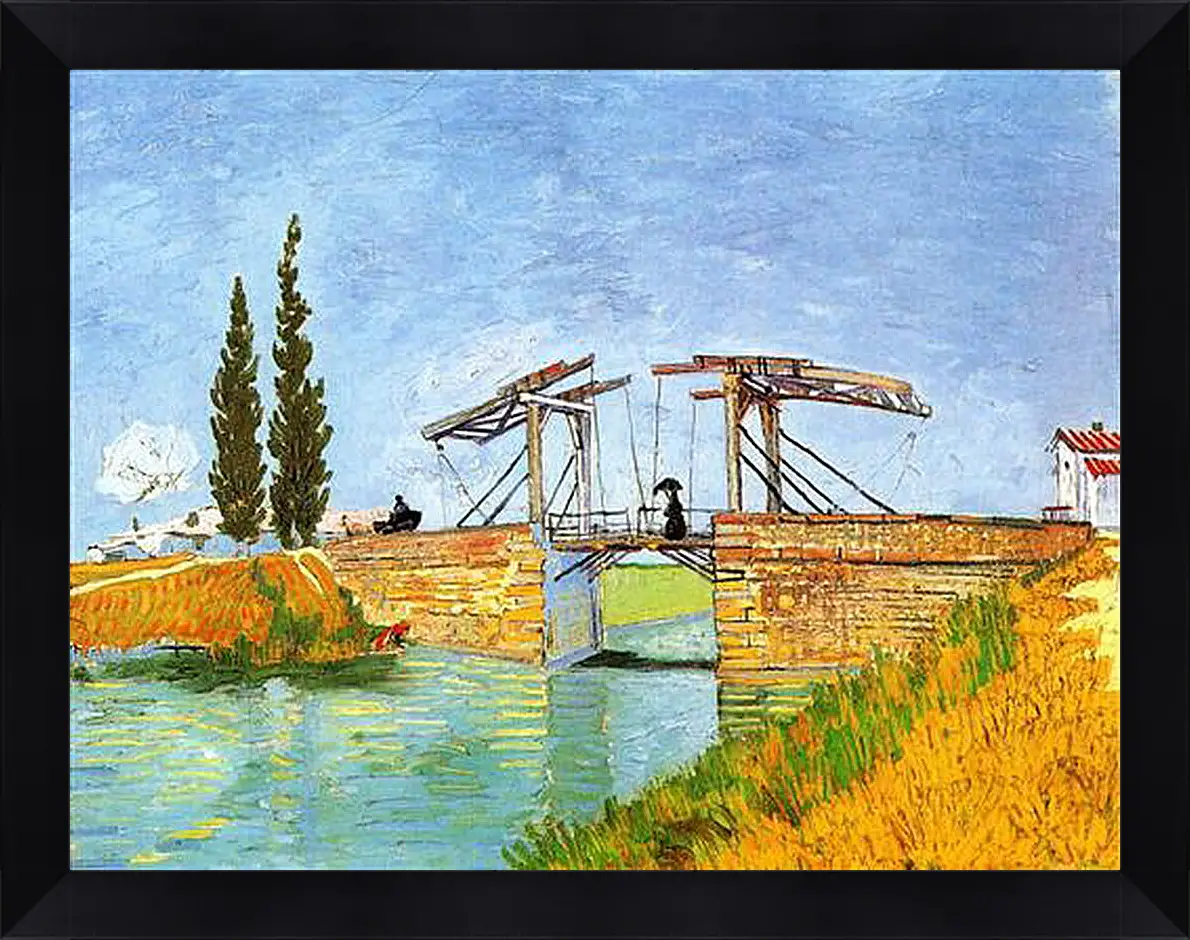 Картина в раме - The Langlois Bridge at Arles with Women Washing. Винсент Ван Гог