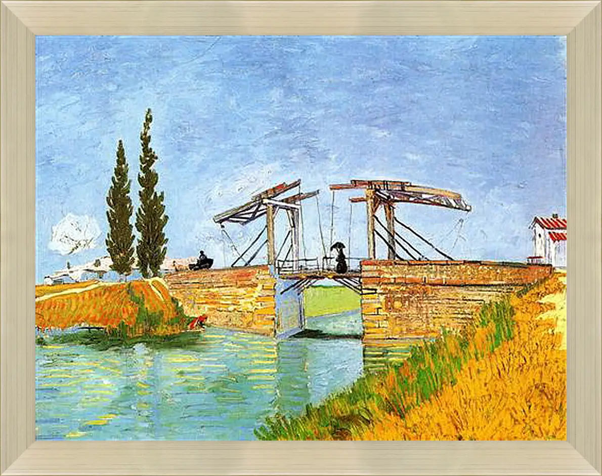 Картина в раме - The Langlois Bridge at Arles with Women Washing. Винсент Ван Гог