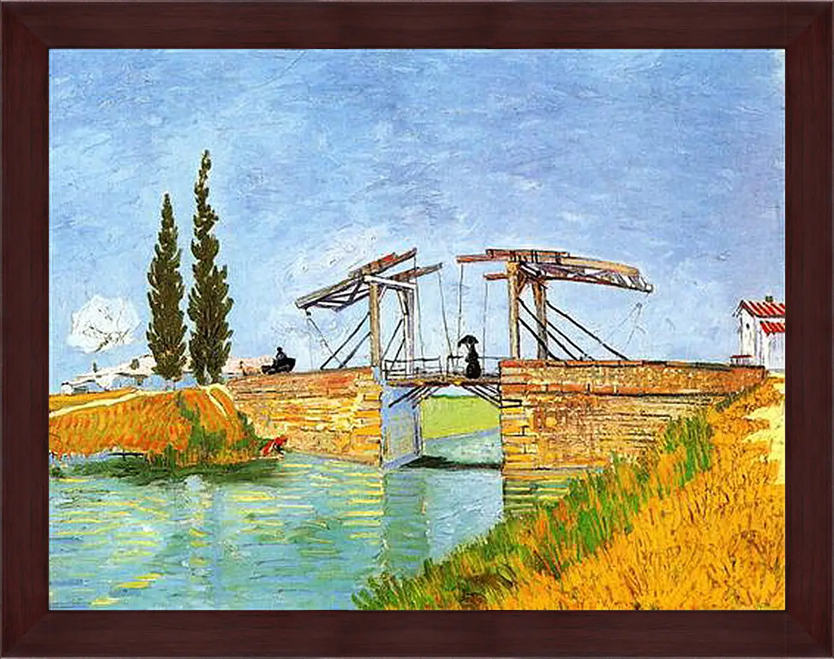 Картина в раме - The Langlois Bridge at Arles with Women Washing. Винсент Ван Гог