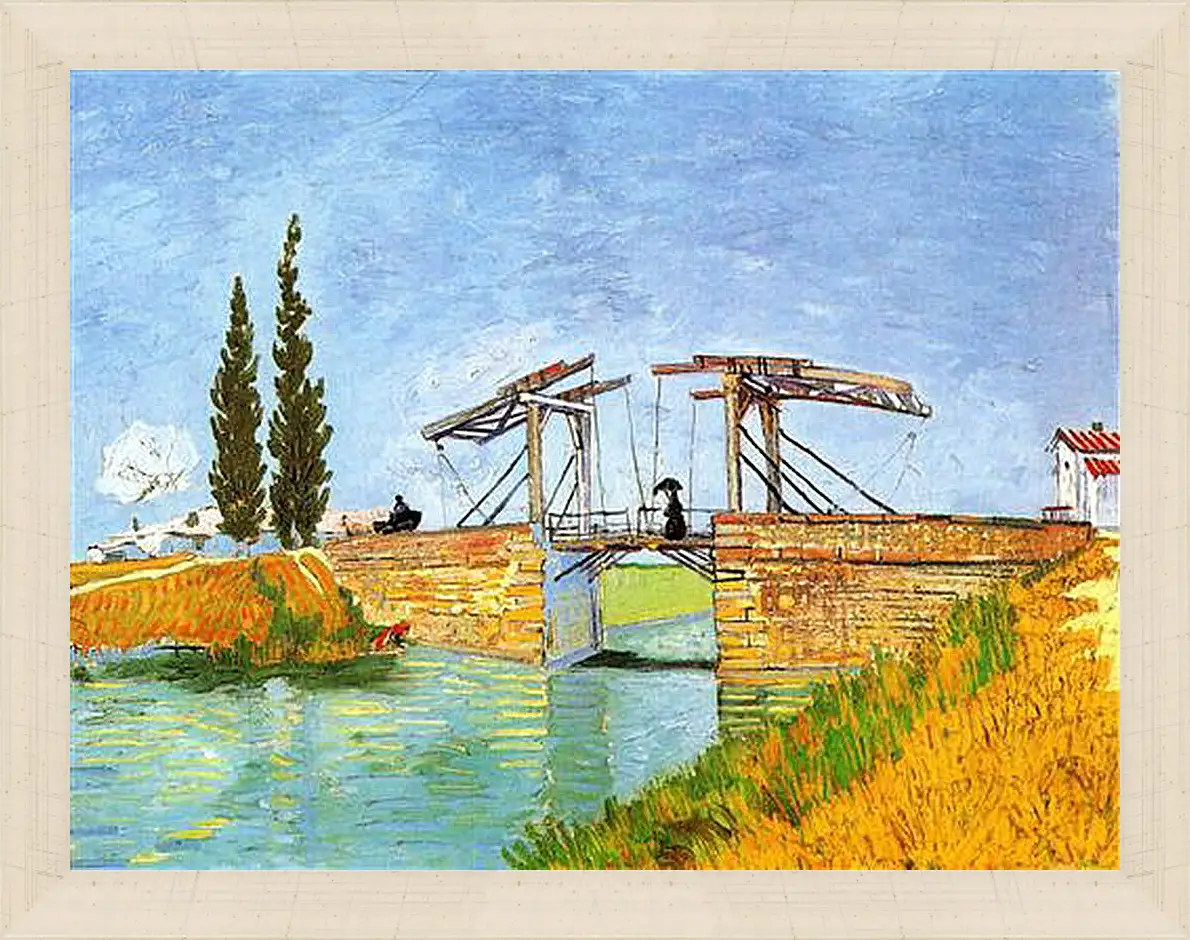 Картина в раме - The Langlois Bridge at Arles with Women Washing. Винсент Ван Гог