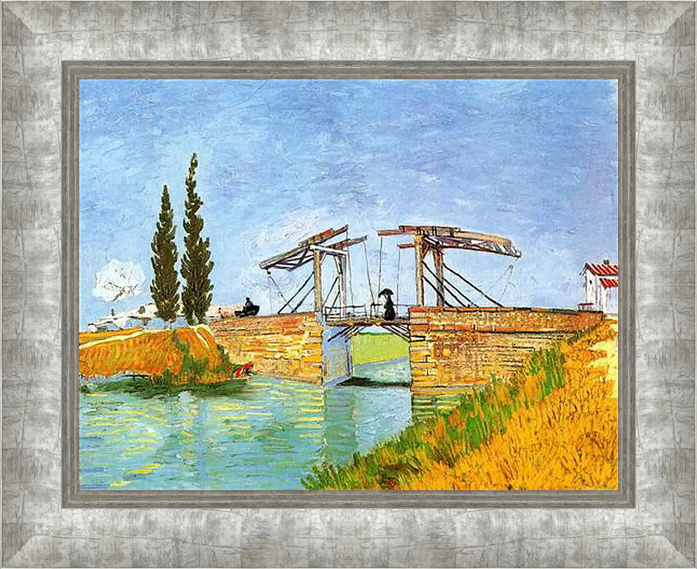 Картина в раме - The Langlois Bridge at Arles with Women Washing. Винсент Ван Гог