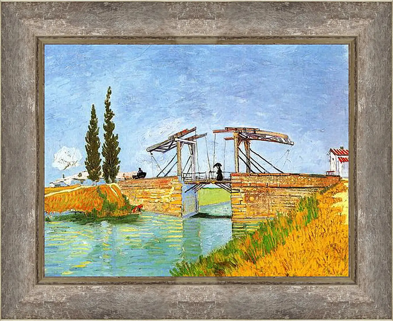 Картина в раме - The Langlois Bridge at Arles with Women Washing. Винсент Ван Гог