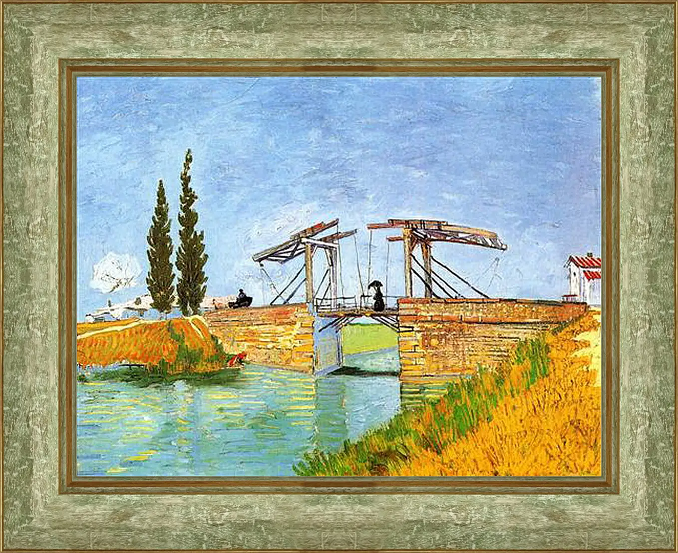 Картина в раме - The Langlois Bridge at Arles with Women Washing. Винсент Ван Гог