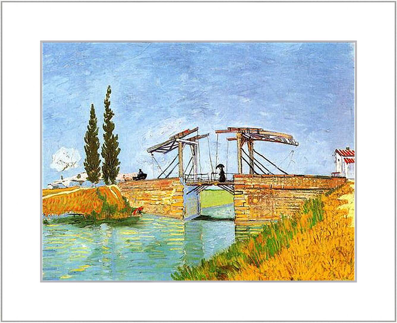 Картина в раме - The Langlois Bridge at Arles with Women Washing. Винсент Ван Гог