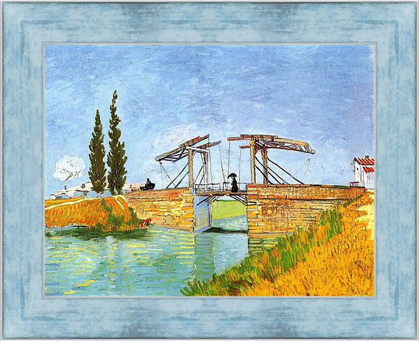 Картина в раме - The Langlois Bridge at Arles with Women Washing. Винсент Ван Гог