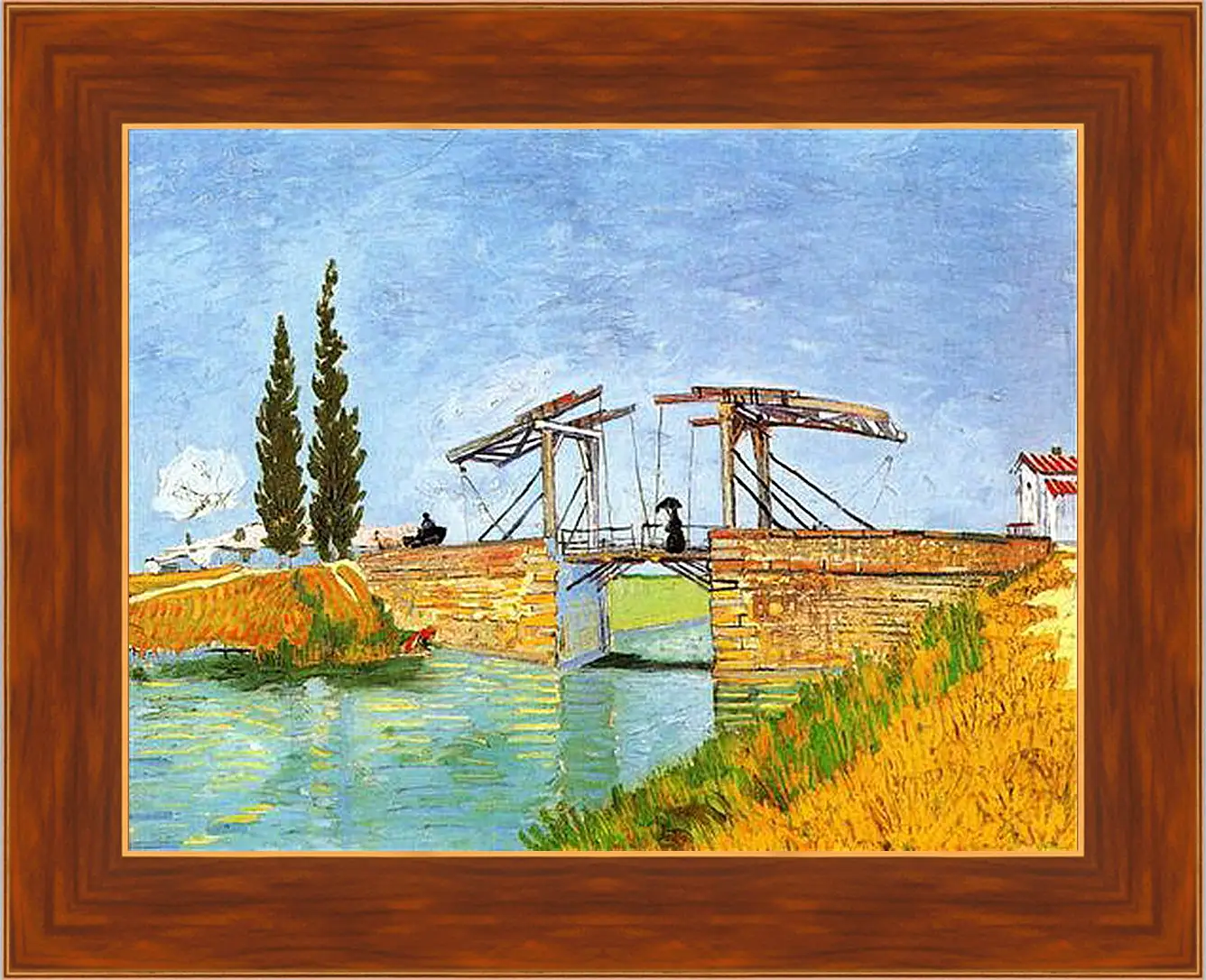 Картина в раме - The Langlois Bridge at Arles with Women Washing. Винсент Ван Гог