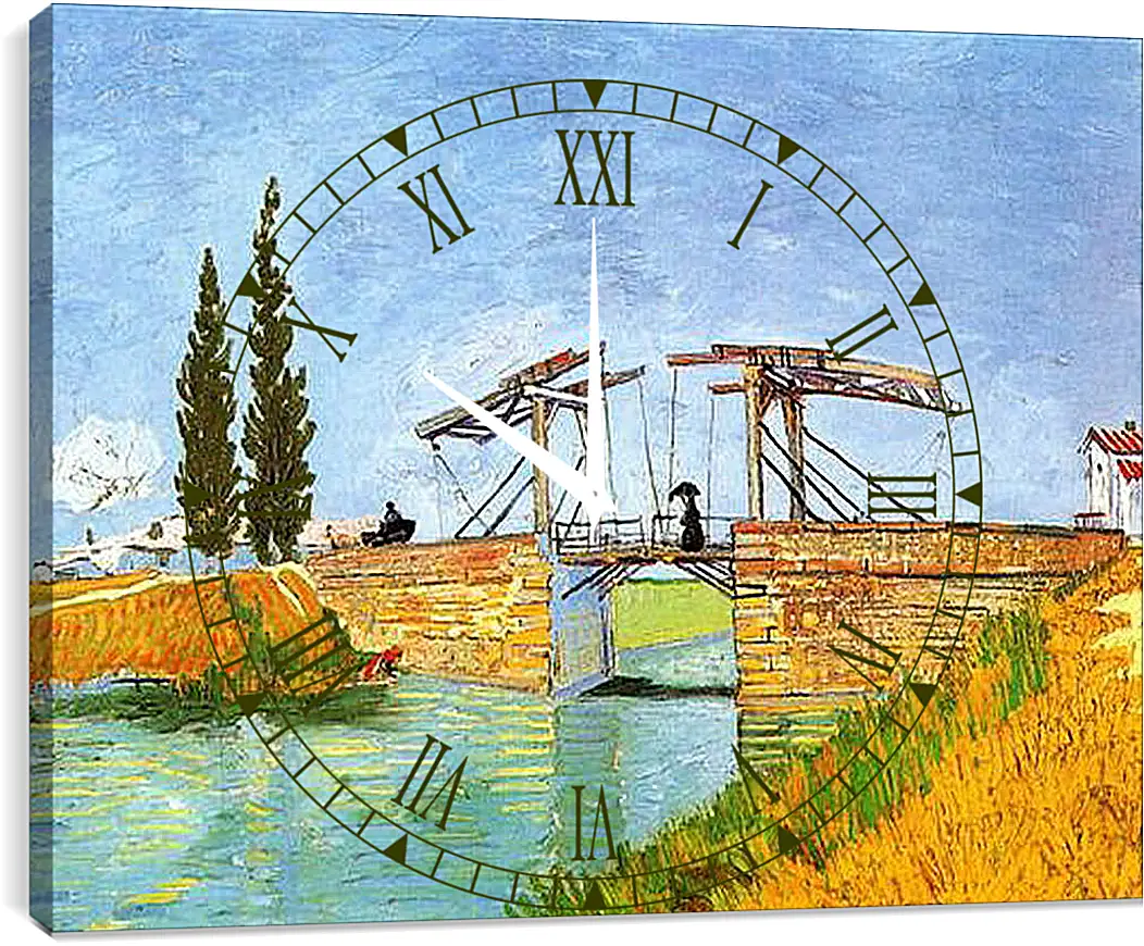 Часы картина - The Langlois Bridge at Arles with Women Washing. Винсент Ван Гог