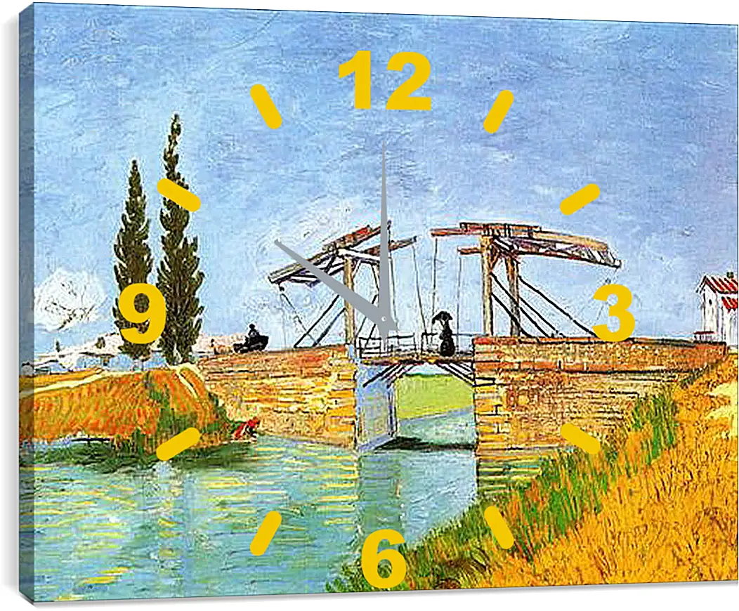 Часы картина - The Langlois Bridge at Arles with Women Washing. Винсент Ван Гог