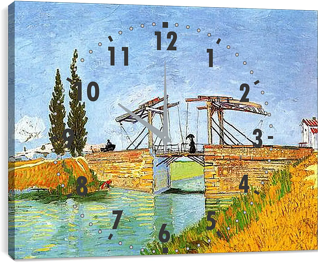 Часы картина - The Langlois Bridge at Arles with Women Washing. Винсент Ван Гог