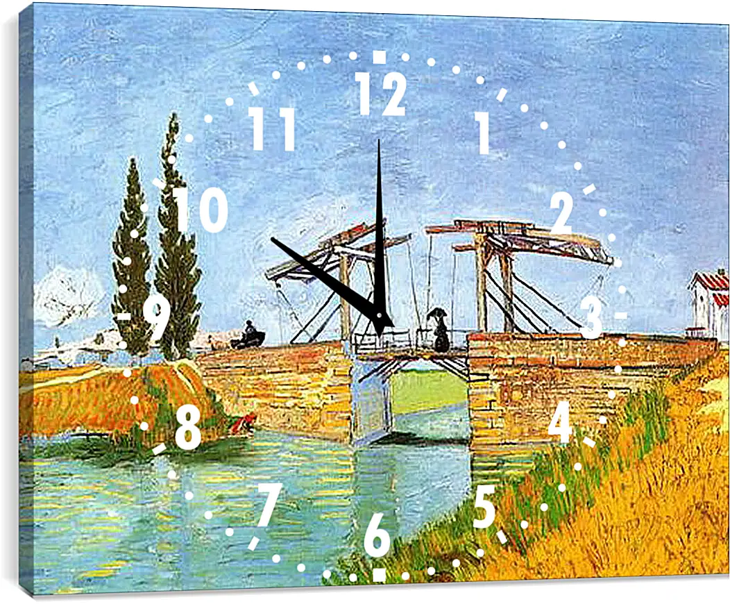 Часы картина - The Langlois Bridge at Arles with Women Washing. Винсент Ван Гог