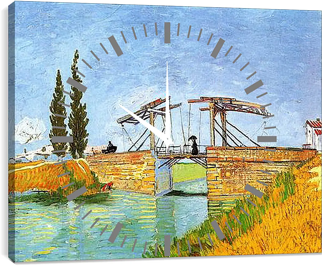 Часы картина - The Langlois Bridge at Arles with Women Washing. Винсент Ван Гог