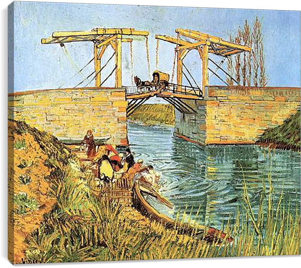 Постер и плакат - The Langlois Bridge at Arles with Women Washing. Винсент Ван Гог