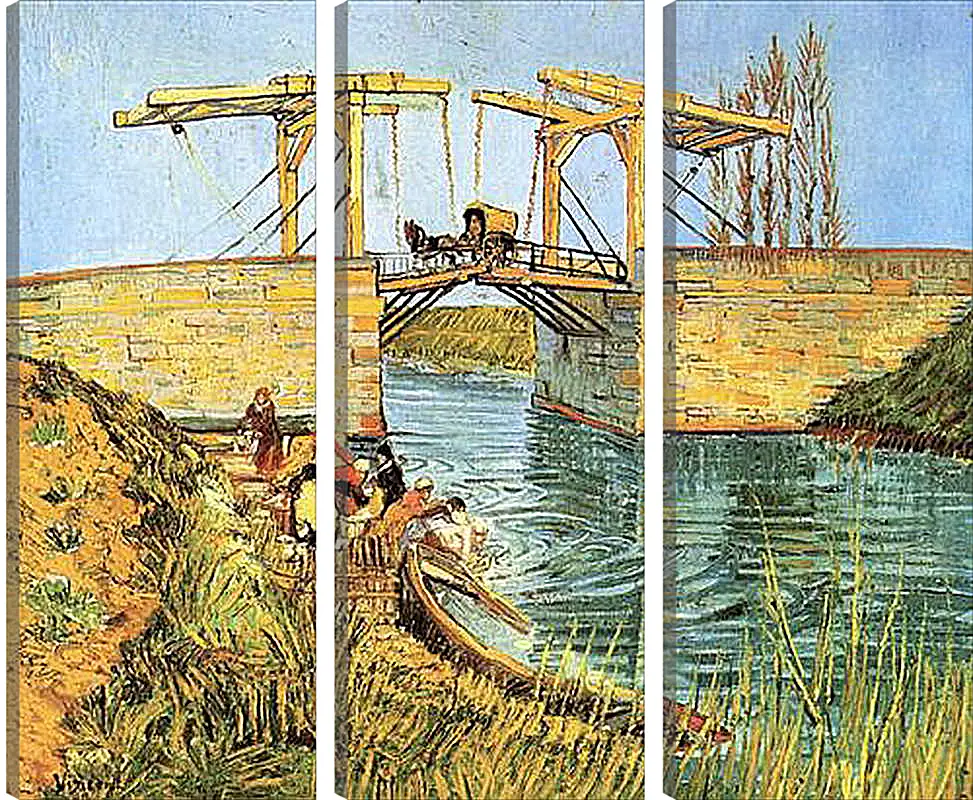 Модульная картина - The Langlois Bridge at Arles with Women Washing. Винсент Ван Гог