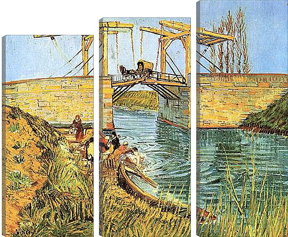 Модульная картина - The Langlois Bridge at Arles with Women Washing. Винсент Ван Гог