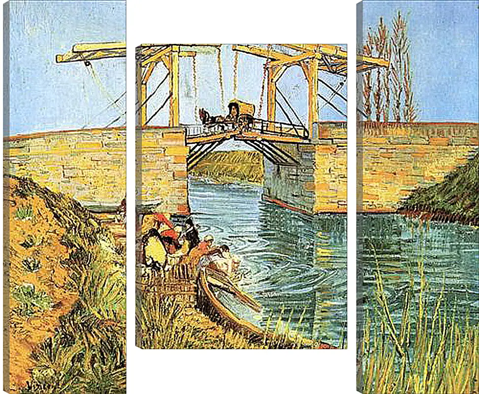 Модульная картина - The Langlois Bridge at Arles with Women Washing. Винсент Ван Гог