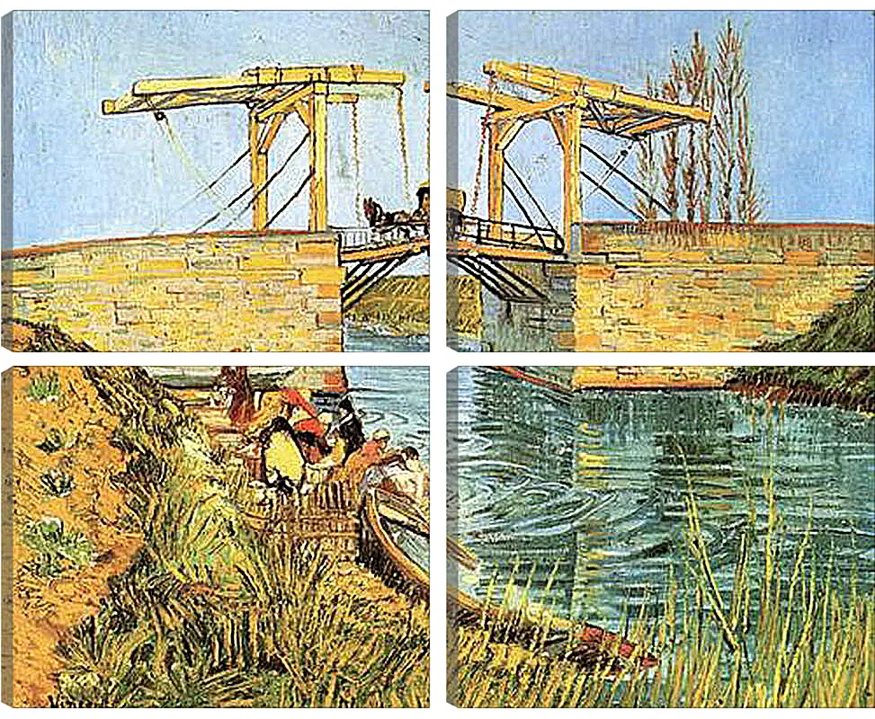 Модульная картина - The Langlois Bridge at Arles with Women Washing. Винсент Ван Гог