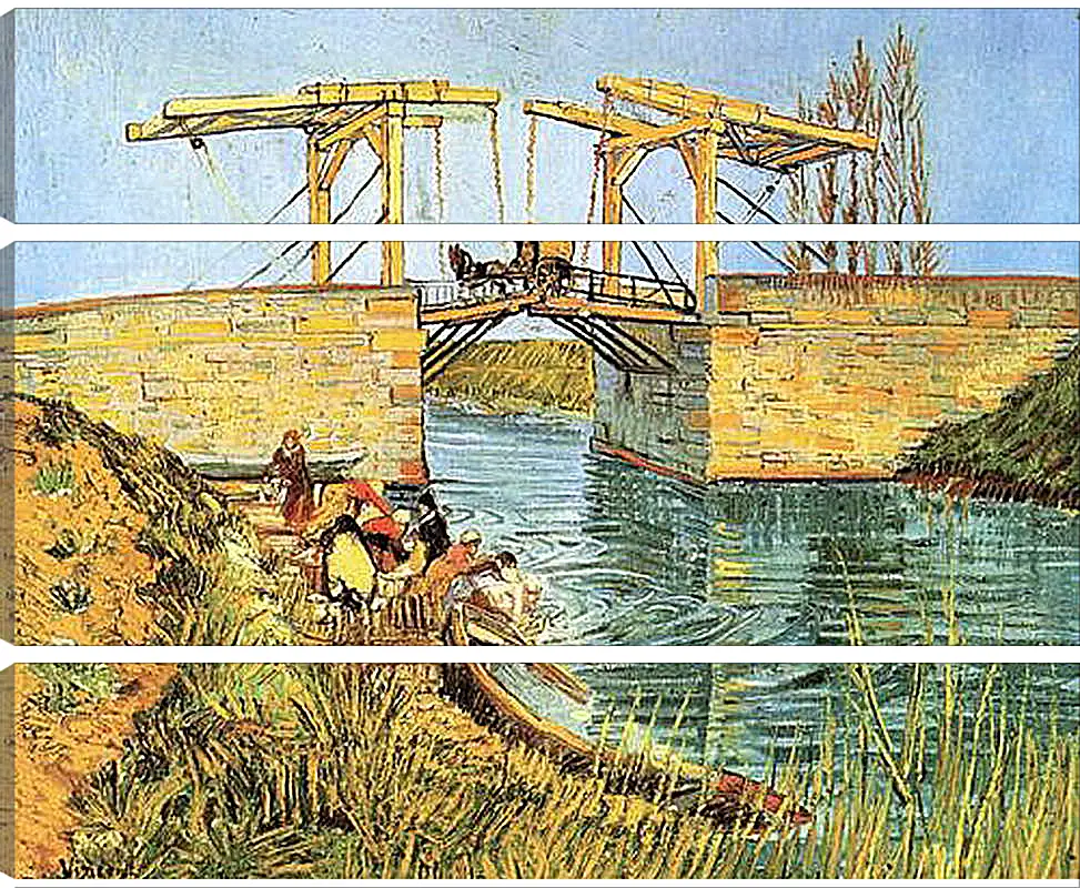 Модульная картина - The Langlois Bridge at Arles with Women Washing. Винсент Ван Гог