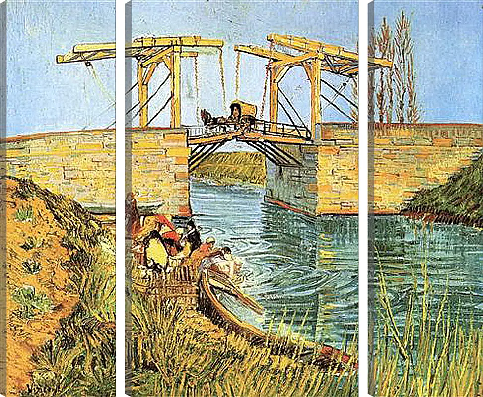 Модульная картина - The Langlois Bridge at Arles with Women Washing. Винсент Ван Гог