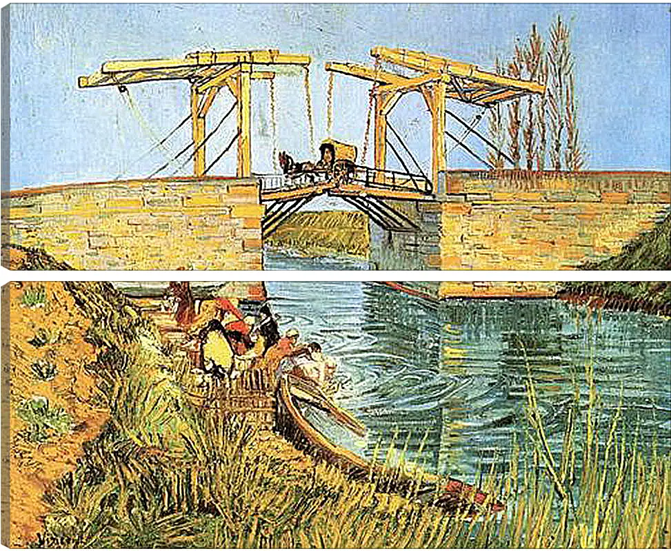 Модульная картина - The Langlois Bridge at Arles with Women Washing. Винсент Ван Гог