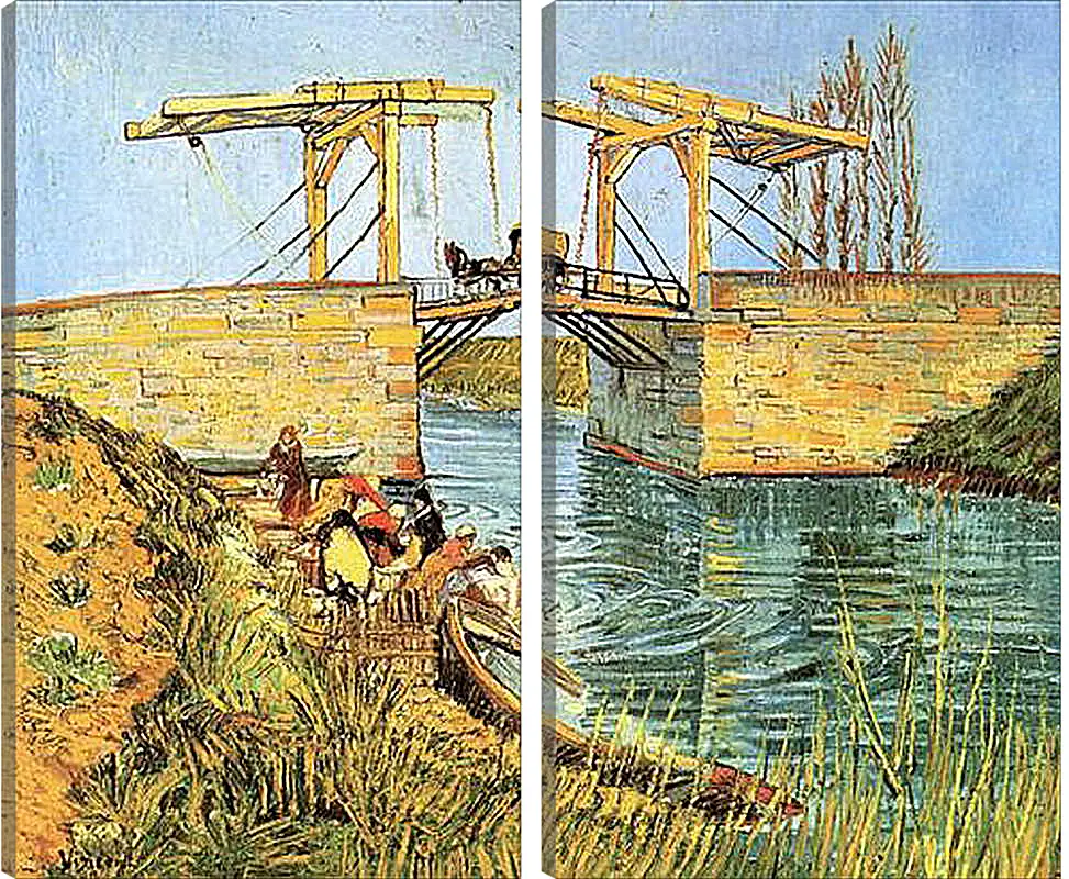 Модульная картина - The Langlois Bridge at Arles with Women Washing. Винсент Ван Гог