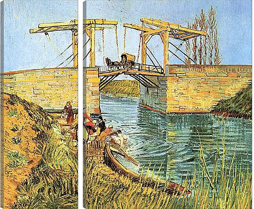 Модульная картина - The Langlois Bridge at Arles with Women Washing. Винсент Ван Гог