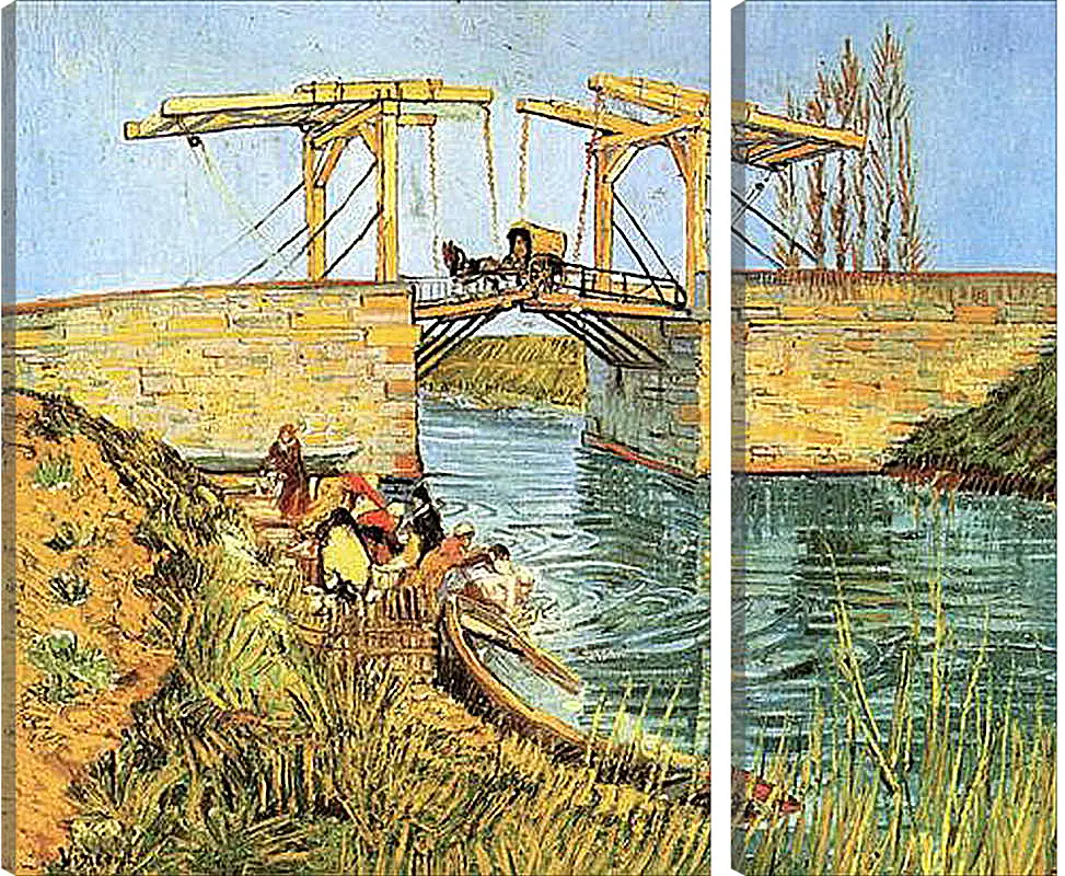 Модульная картина - The Langlois Bridge at Arles with Women Washing. Винсент Ван Гог