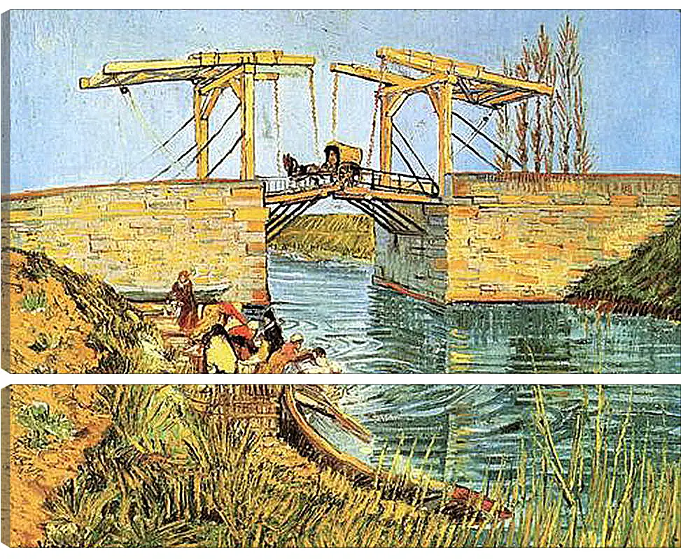 Модульная картина - The Langlois Bridge at Arles with Women Washing. Винсент Ван Гог