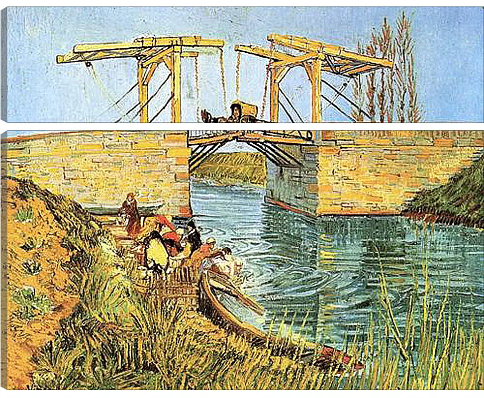 Модульная картина - The Langlois Bridge at Arles with Women Washing. Винсент Ван Гог