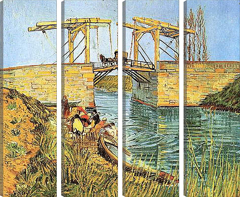 Модульная картина - The Langlois Bridge at Arles with Women Washing. Винсент Ван Гог