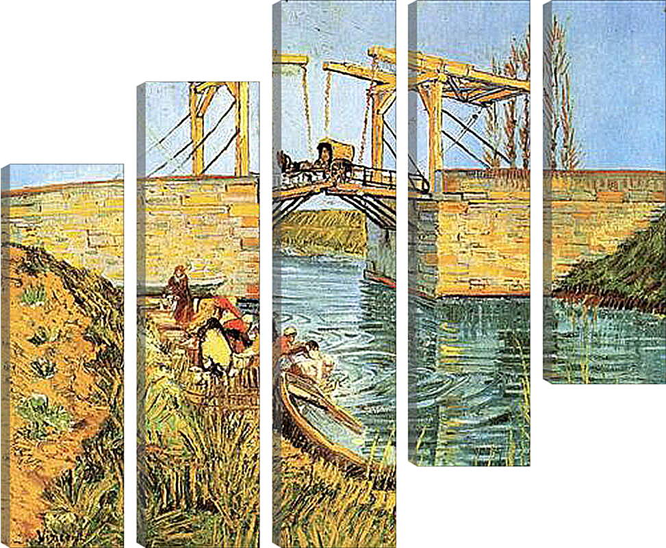 Модульная картина - The Langlois Bridge at Arles with Women Washing. Винсент Ван Гог