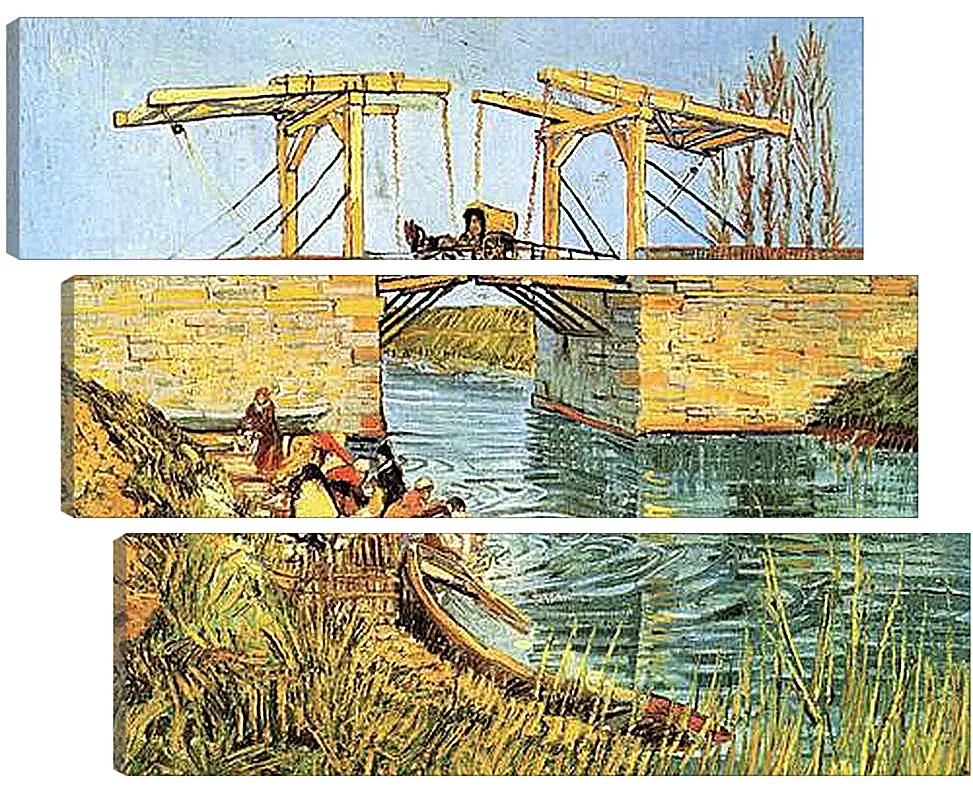 Модульная картина - The Langlois Bridge at Arles with Women Washing. Винсент Ван Гог