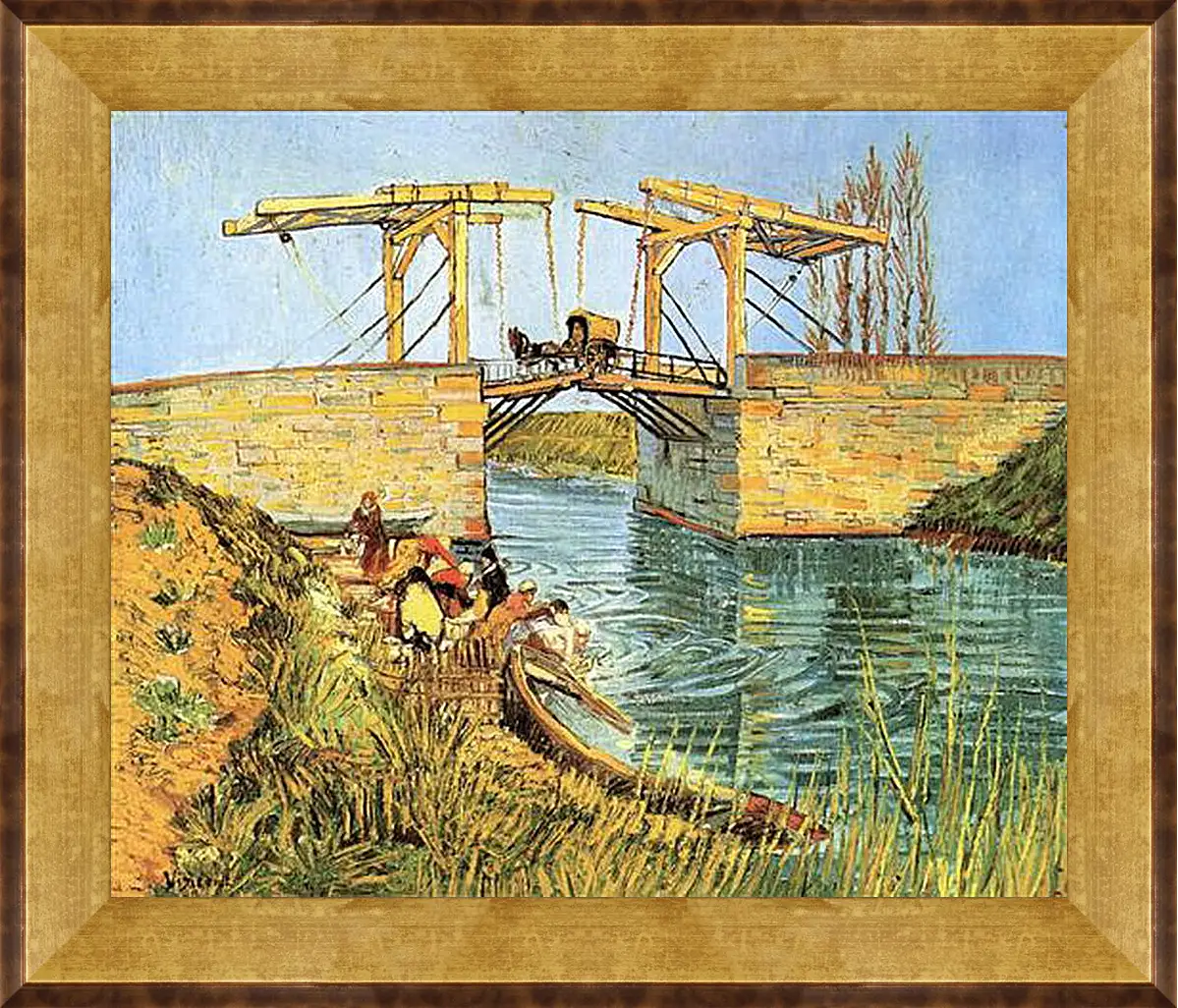 Картина в раме - The Langlois Bridge at Arles with Women Washing. Винсент Ван Гог