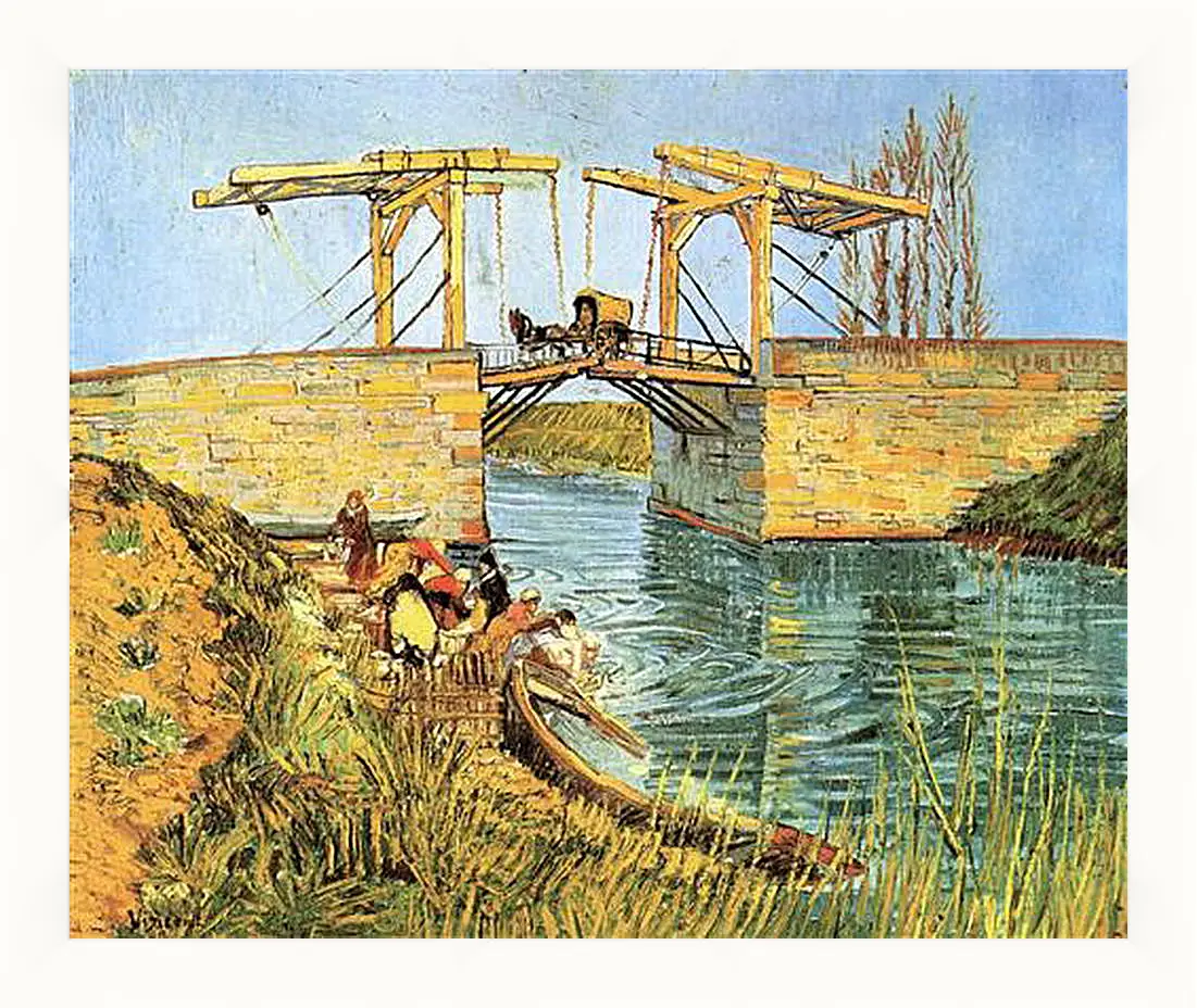 Картина в раме - The Langlois Bridge at Arles with Women Washing. Винсент Ван Гог