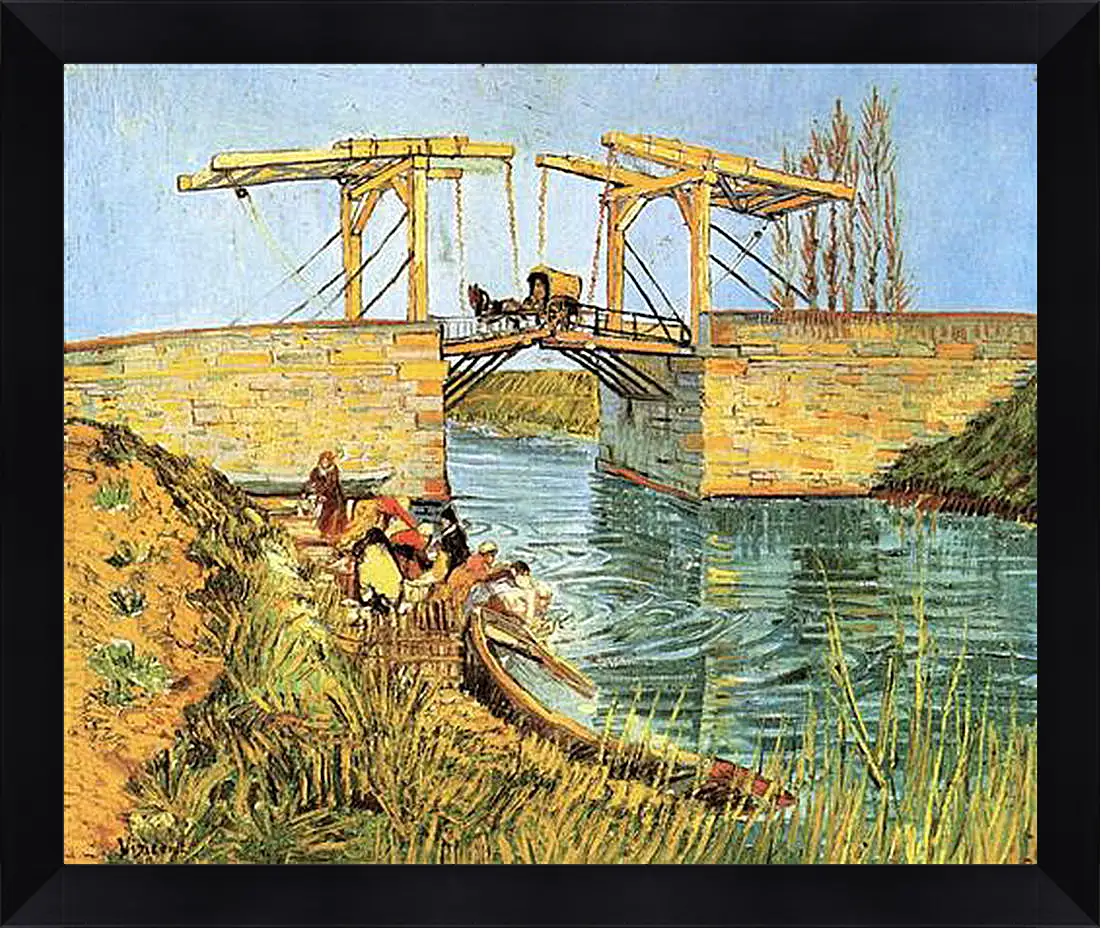 Картина в раме - The Langlois Bridge at Arles with Women Washing. Винсент Ван Гог