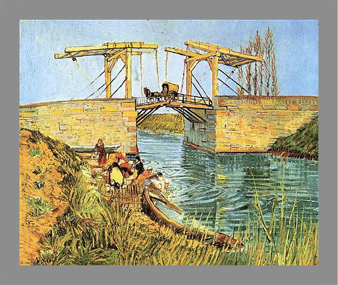 Картина в раме - The Langlois Bridge at Arles with Women Washing. Винсент Ван Гог