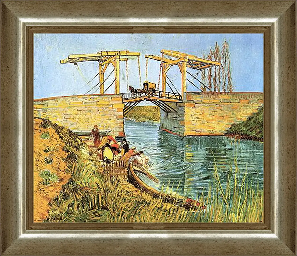 Картина в раме - The Langlois Bridge at Arles with Women Washing. Винсент Ван Гог