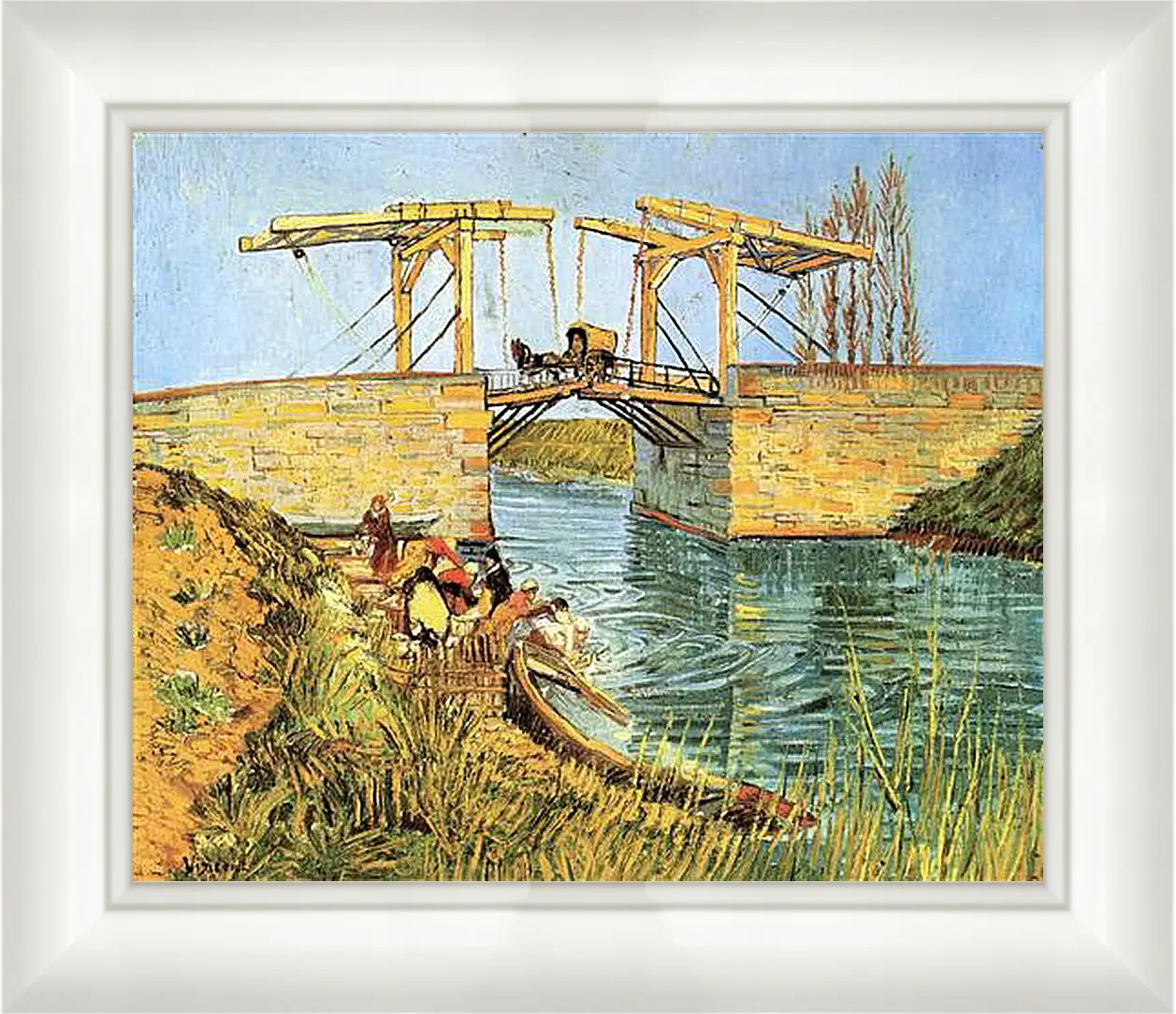 Картина в раме - The Langlois Bridge at Arles with Women Washing. Винсент Ван Гог