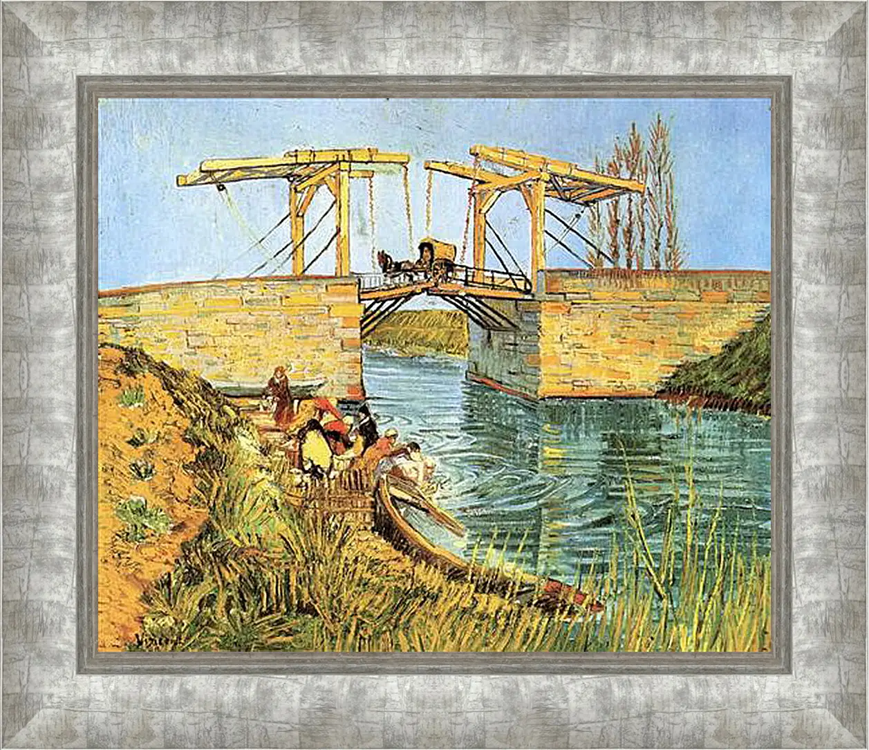 Картина в раме - The Langlois Bridge at Arles with Women Washing. Винсент Ван Гог