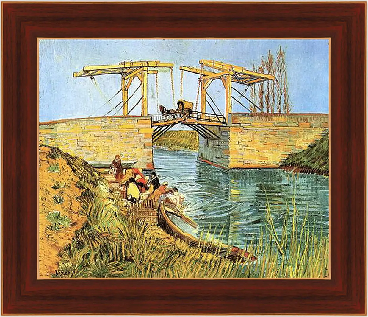 Картина в раме - The Langlois Bridge at Arles with Women Washing. Винсент Ван Гог