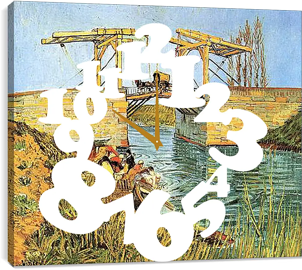 Часы картина - The Langlois Bridge at Arles with Women Washing. Винсент Ван Гог
