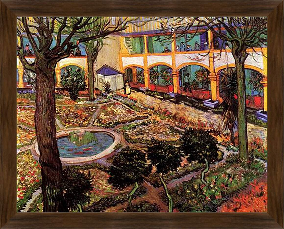 Картина в раме - The Courtyard of the Hospital at Arles. Винсент Ван Гог