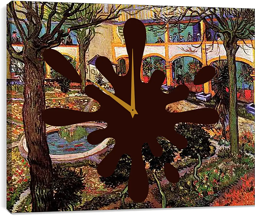Часы картина - The Courtyard of the Hospital at Arles. Винсент Ван Гог