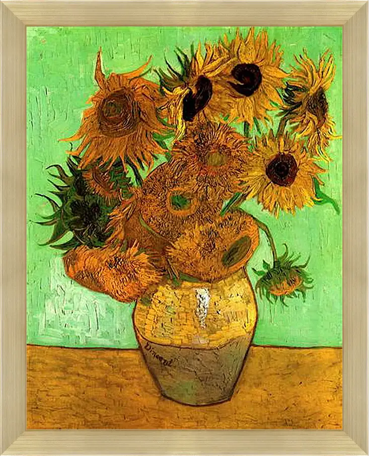 Картина в раме - Still Life Vase with Twelve Sunflowers 2. Винсент Ван Гог