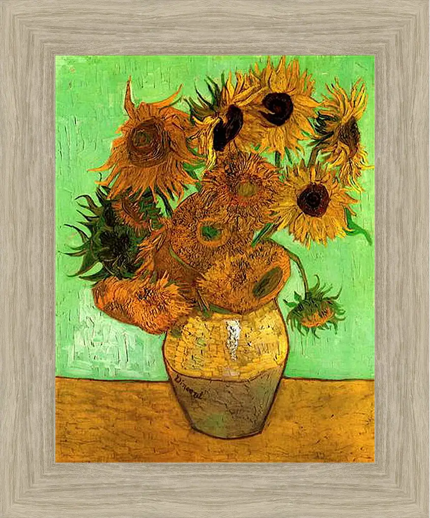 Картина в раме - Still Life Vase with Twelve Sunflowers 2. Винсент Ван Гог