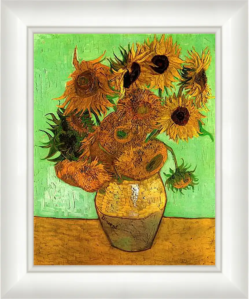 Картина в раме - Still Life Vase with Twelve Sunflowers 2. Винсент Ван Гог