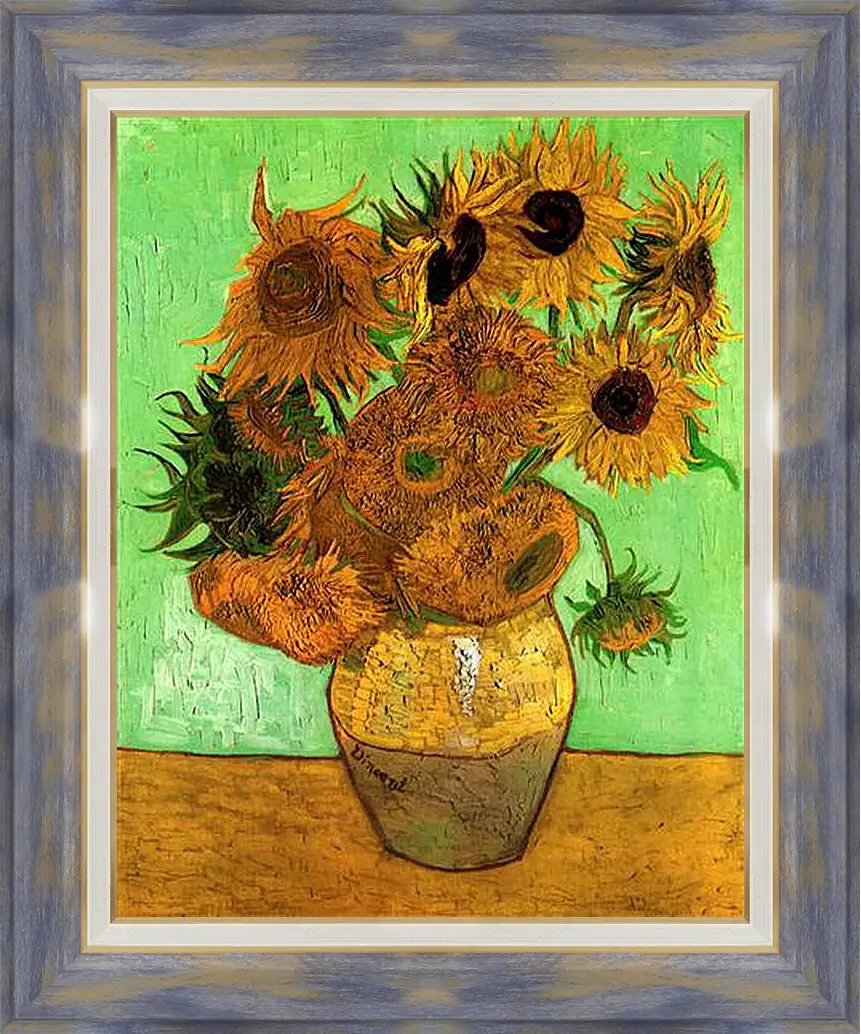 Картина в раме - Still Life Vase with Twelve Sunflowers 2. Винсент Ван Гог